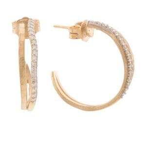 I. REISS Made In Israel 14kt Gold Diamond Hoop Earrings